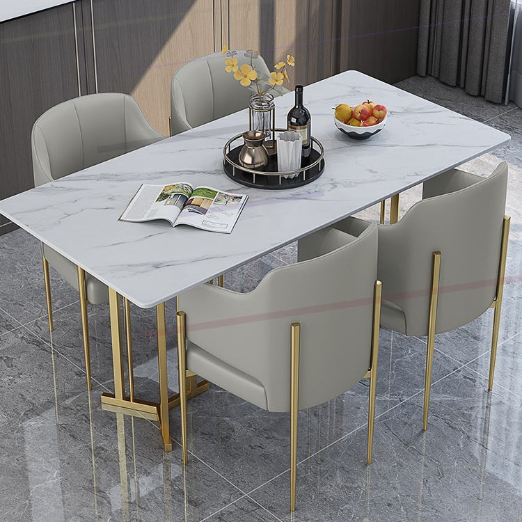 Sintered Stone Dining Table Traditional Luxury Home Use Table with Gold Frame