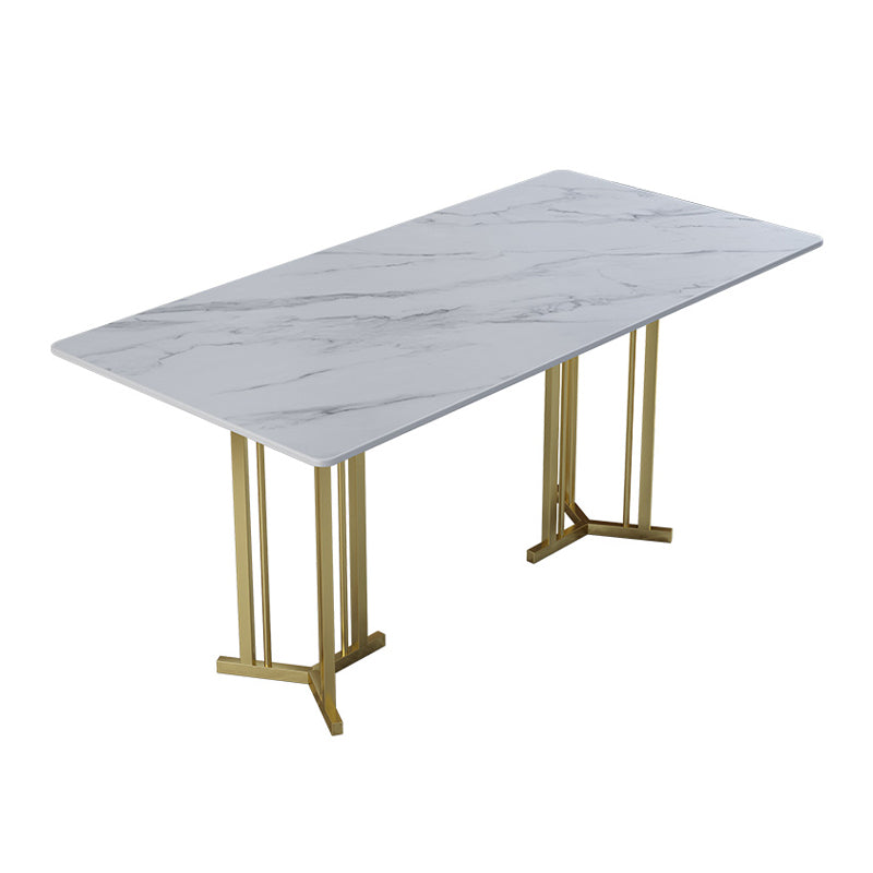 Sintered Stone Dining Table Traditional Luxury Home Use Table with Gold Frame