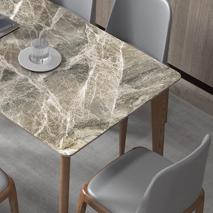 Rectangle Stone Table Modern Standard Height Dining Table with 4 Legs