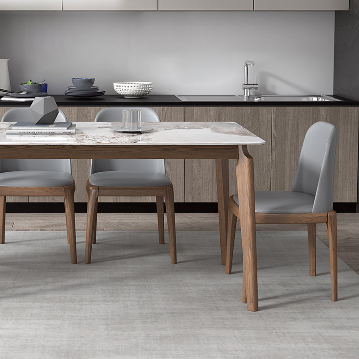 Rectangle Stone Table Modern Standard Height Dining Table with 4 Legs