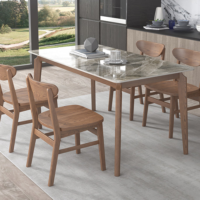 Rectangle Stone Table Modern Standard Height Dining Table with 4 Legs