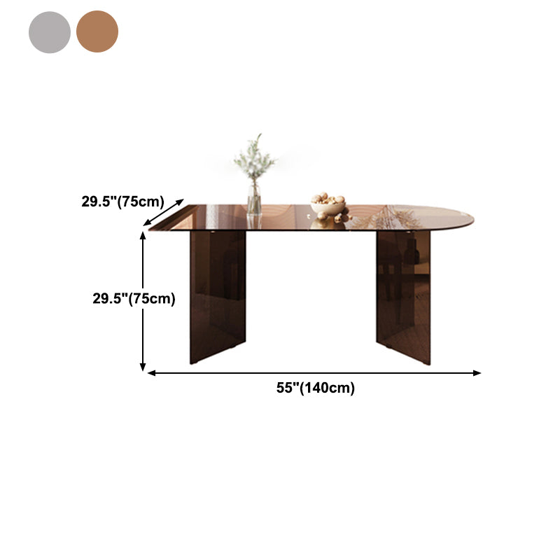 Simplicity Free Form Table Toughened Glass Double Pedestal Dining Room Table
