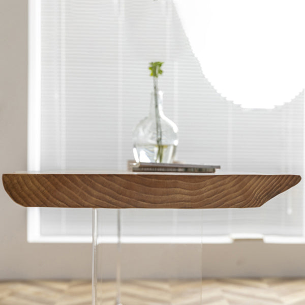 Modern Style Dining Table Solid Wood Rectangle Table with Acrylic Base