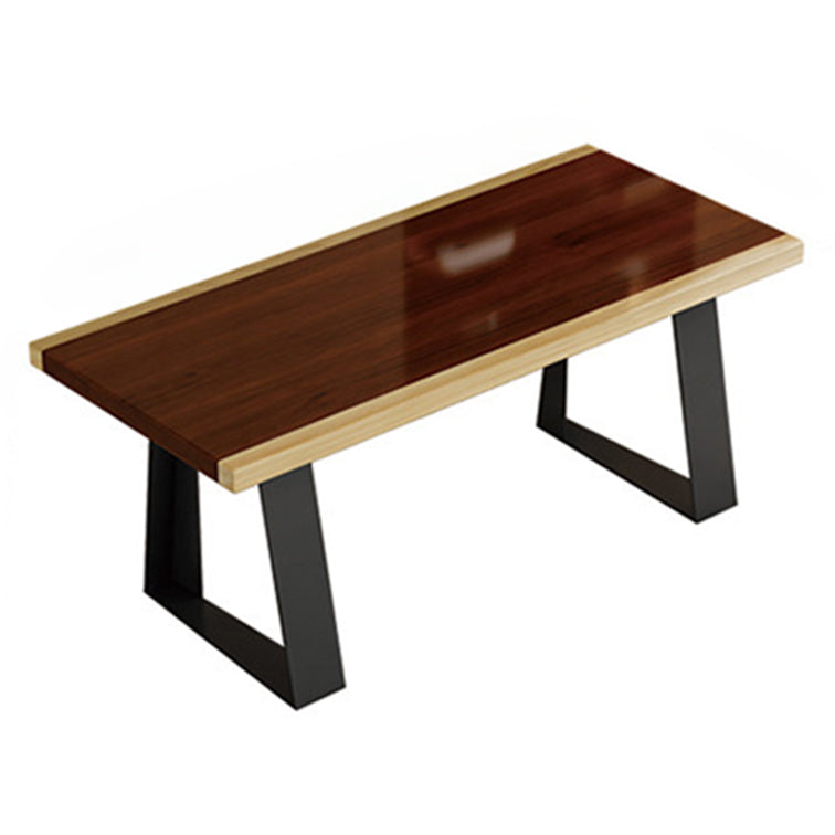 Modern Style Dining Table Solid Wood Rectangle Table with Black Base