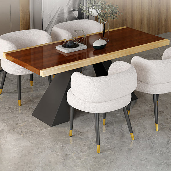 Modern Style Dining Table Solid Wood Rectangle Table with Black Base