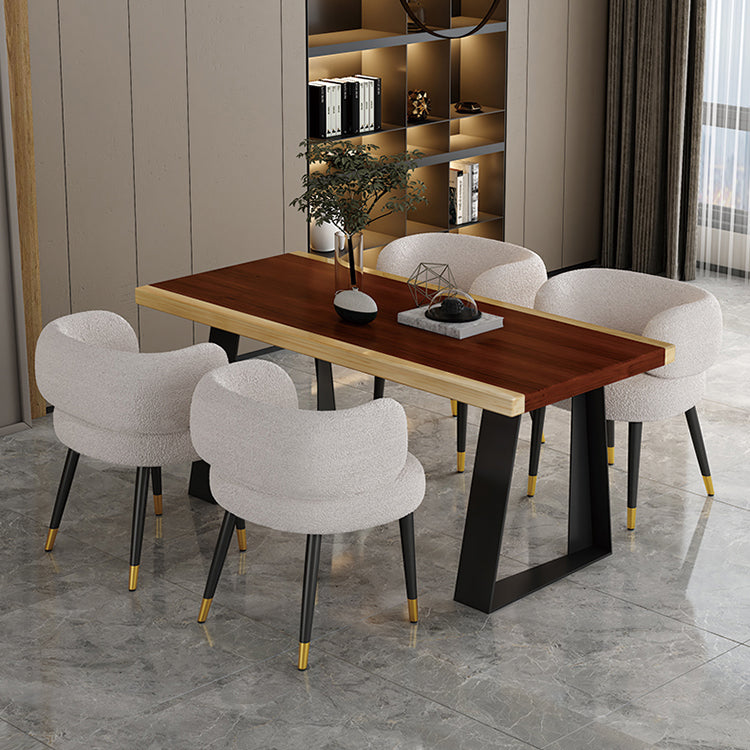 Modern Style Dining Table Solid Wood Rectangle Table with Black Base