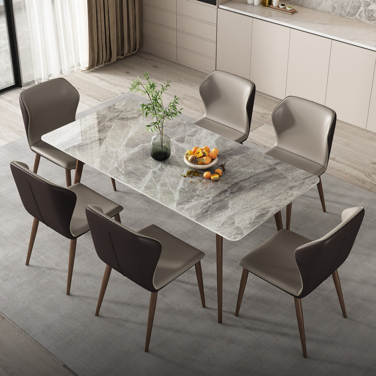 Rectangle Sintered Stone Dining Table Modern Style Dining Room Table