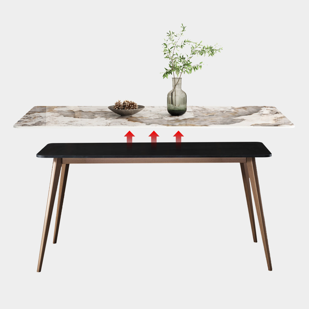 Rectangle Sintered Stone Dining Table Modern Style Dining Room Table