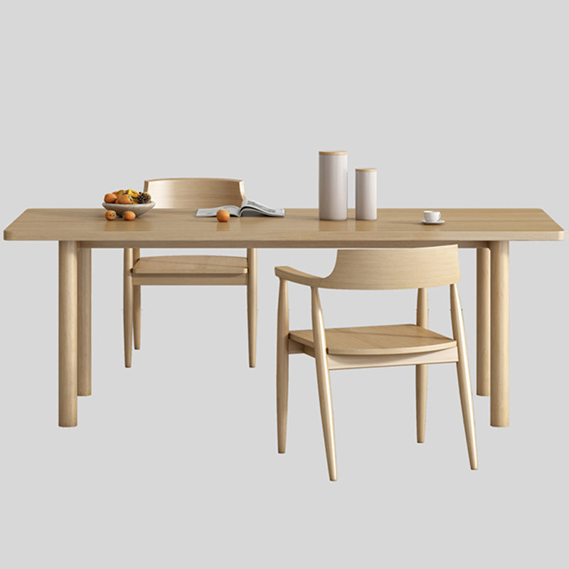 Contemporary Solid Wood Dining Table Natural Rectangle Table with 4 Legs