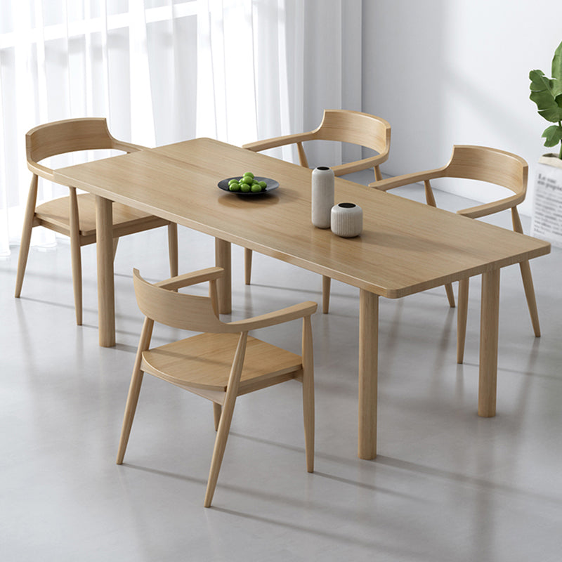 Contemporary Solid Wood Dining Table Natural Rectangle Table with 4 Legs