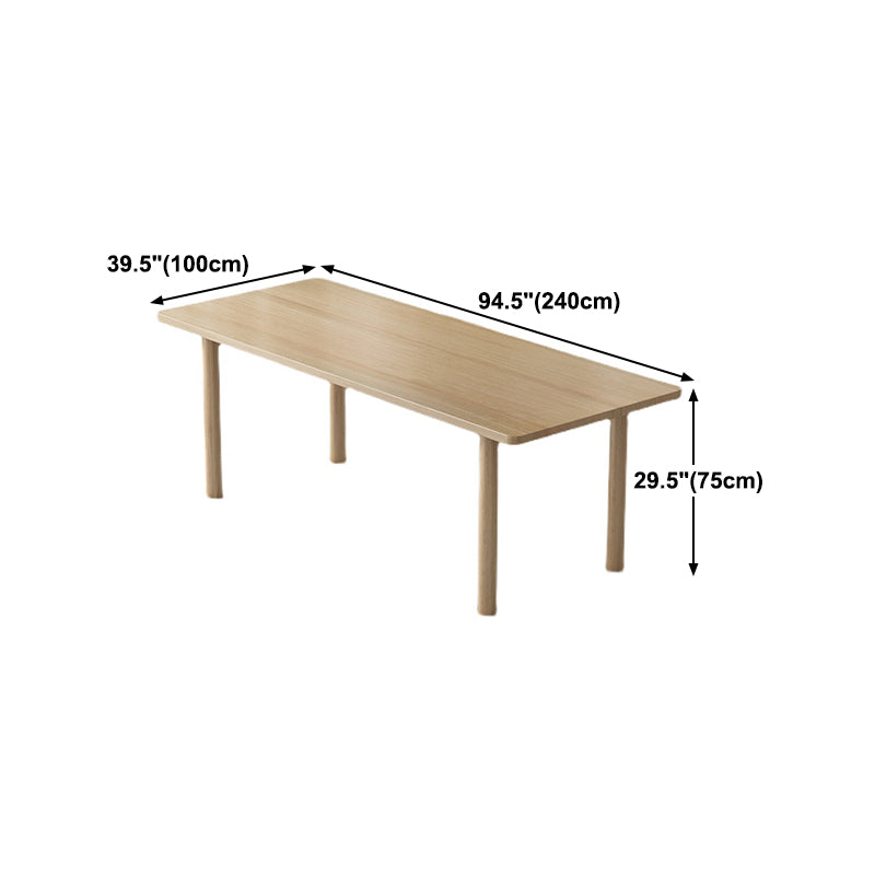 Contemporary Solid Wood Dining Table Natural Rectangle Table with 4 Legs