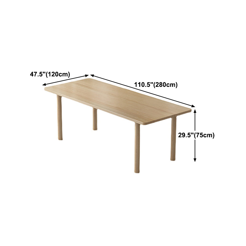 Contemporary Solid Wood Dining Table Natural Rectangle Table with 4 Legs