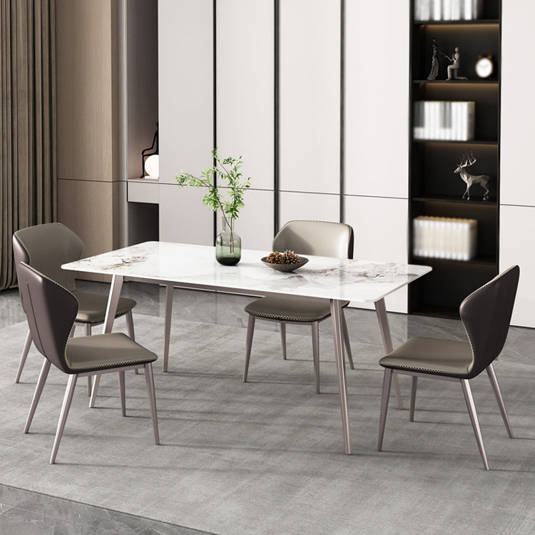 Rectangle 4 Legs Dining Table Modern Sintered Stone Dining Room Table