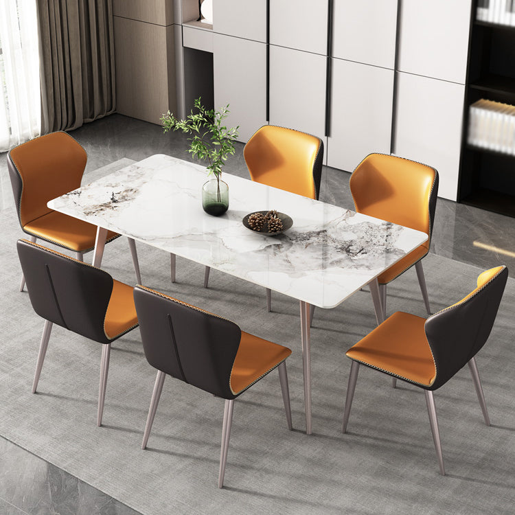 Rectangle 4 Legs Dining Table Modern Sintered Stone Dining Room Table