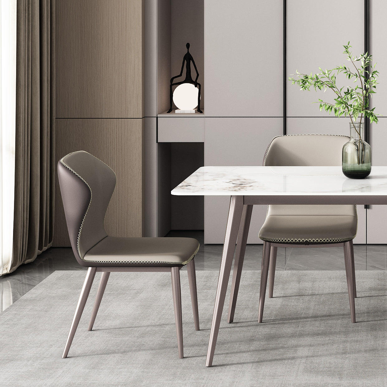 Rectangle 4 Legs Dining Table Modern Sintered Stone Dining Room Table