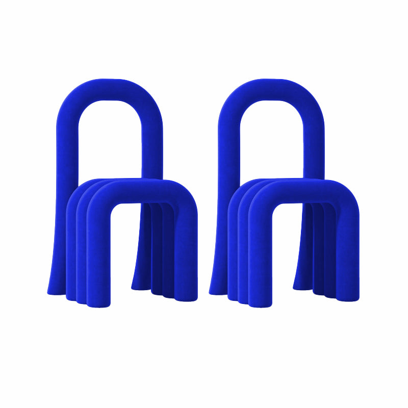 Contemporary Velvet Armless Dining Chairs Metal Dining Chair for Home Use