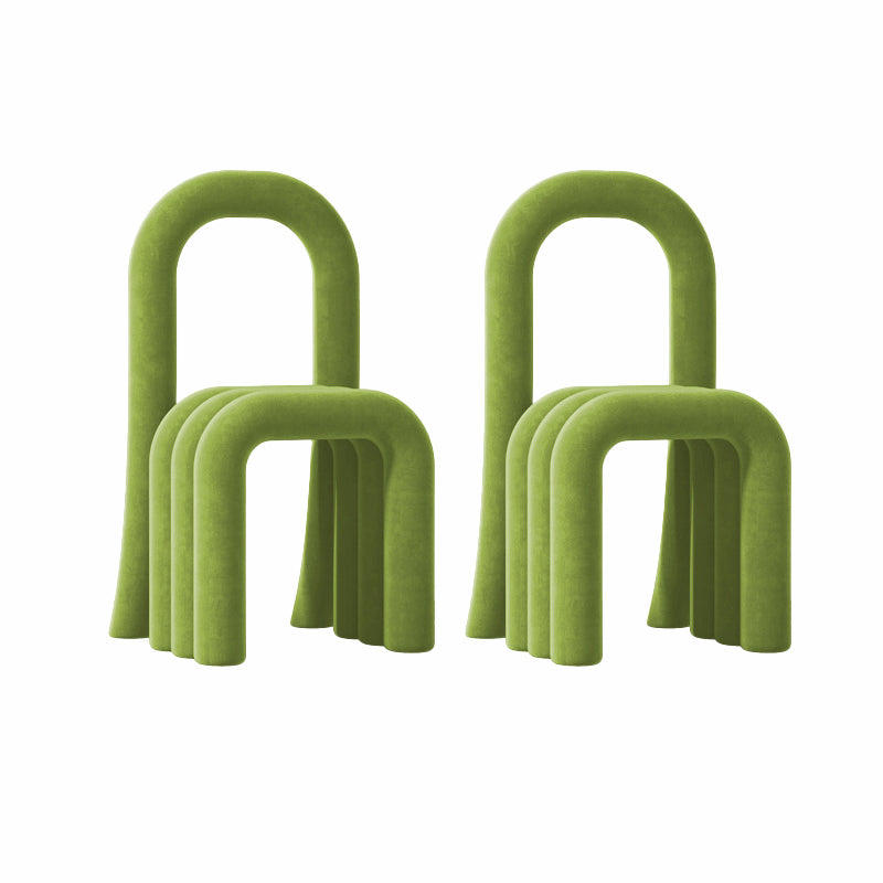 Contemporary Velvet Armless Dining Chairs Metal Dining Chair for Home Use