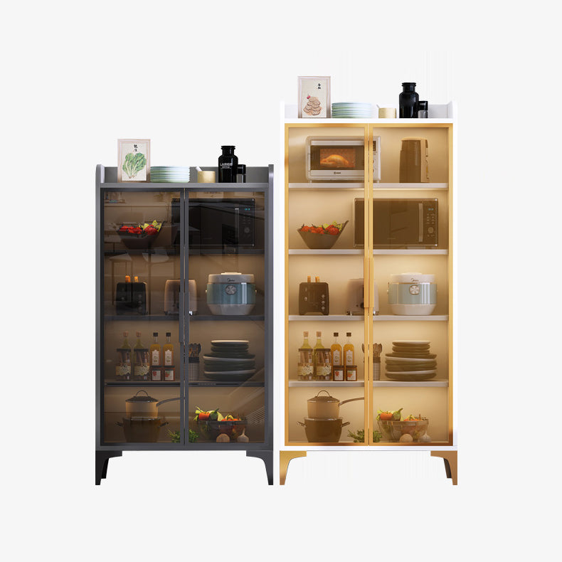 Glam Style Sideboard Engineered Wood Dining Sideboard with Glass Doors