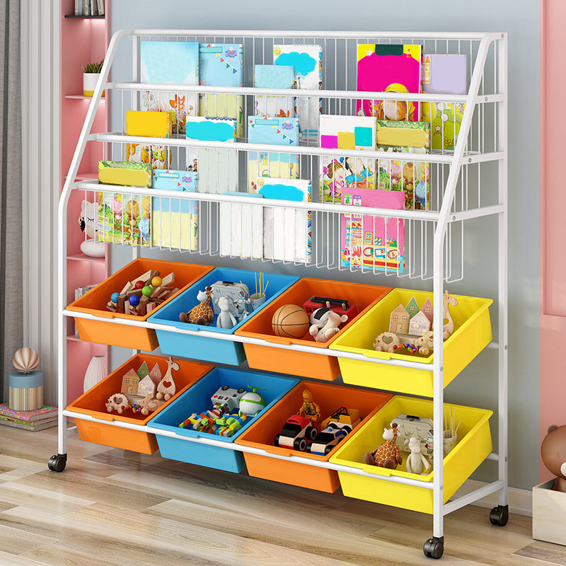 Metal and Plastic Bookshelf Scandinavian Bookcase for Home Office