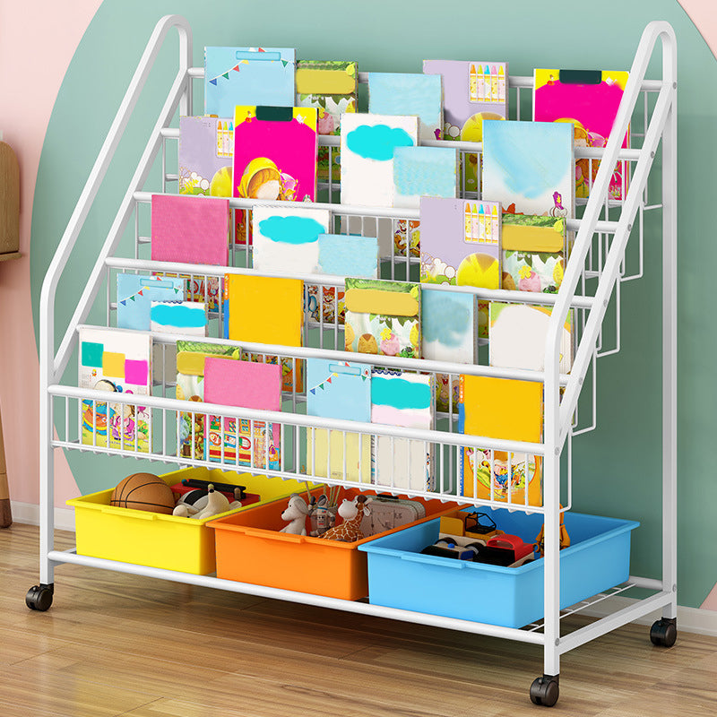 Metal and Plastic Bookshelf Scandinavian Bookcase for Home Office