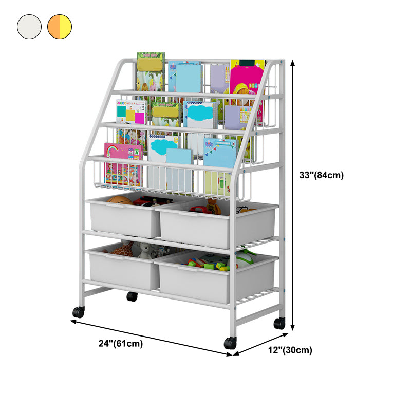 Metal and Plastic Bookshelf Scandinavian Bookcase for Home Office