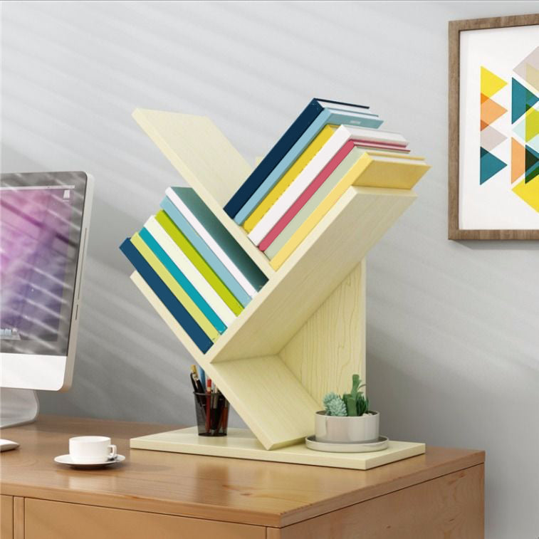 Modern Style Bookshelf in Engineer Wood Closed Back Bookcase