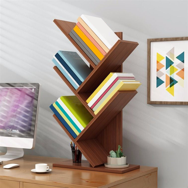 Modern Style Bookshelf in Engineer Wood Closed Back Bookcase
