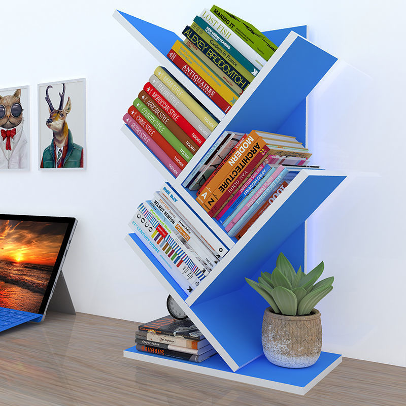 Modern Style Bookshelf in Engineer Wood Closed Back Bookcase