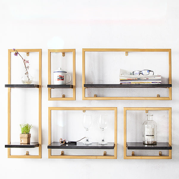 Wall Mounted Shelf Bookcase Industrial Metal and Wooden Bookshelf