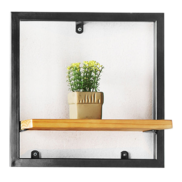 Wall Mounted Shelf Bookcase Industrial Metal and Wooden Bookshelf