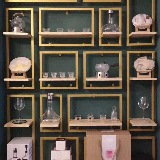 Wall Mounted Shelf Bookcase Industrial Metal and Wooden Bookshelf