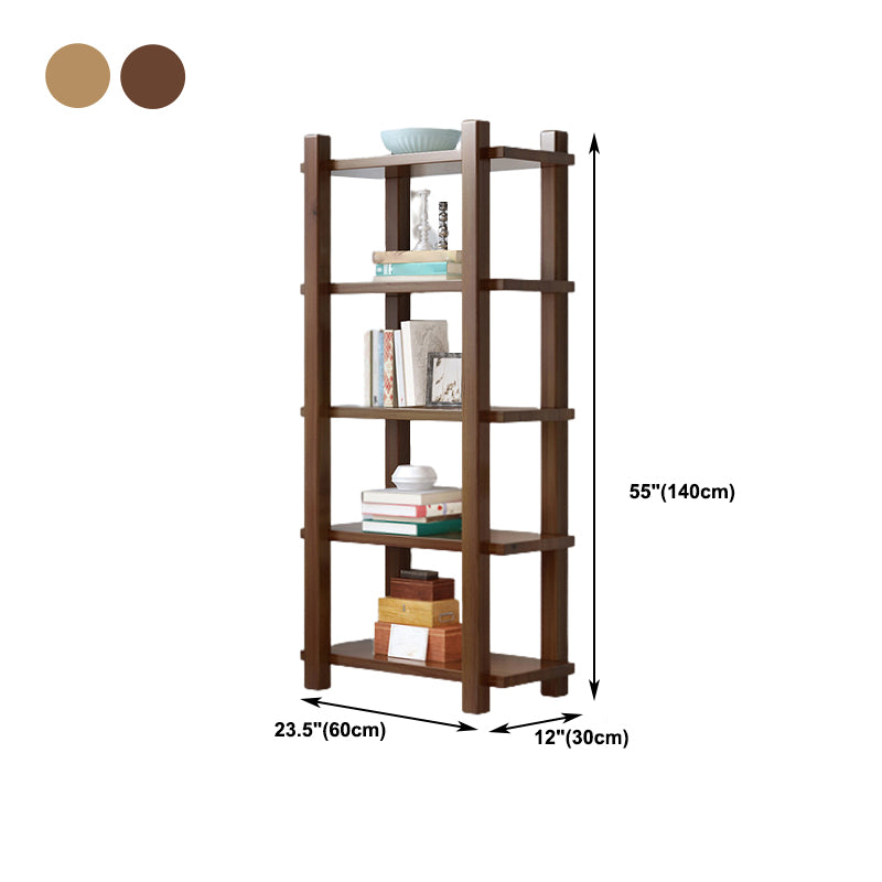 Modern Style Open Back Bookshelf Solid Wood Bookcase for Home