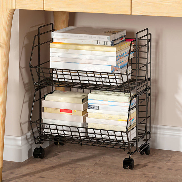 10.43"W Bookshelf Modern Style Bookcase for Study Room Office with Casters