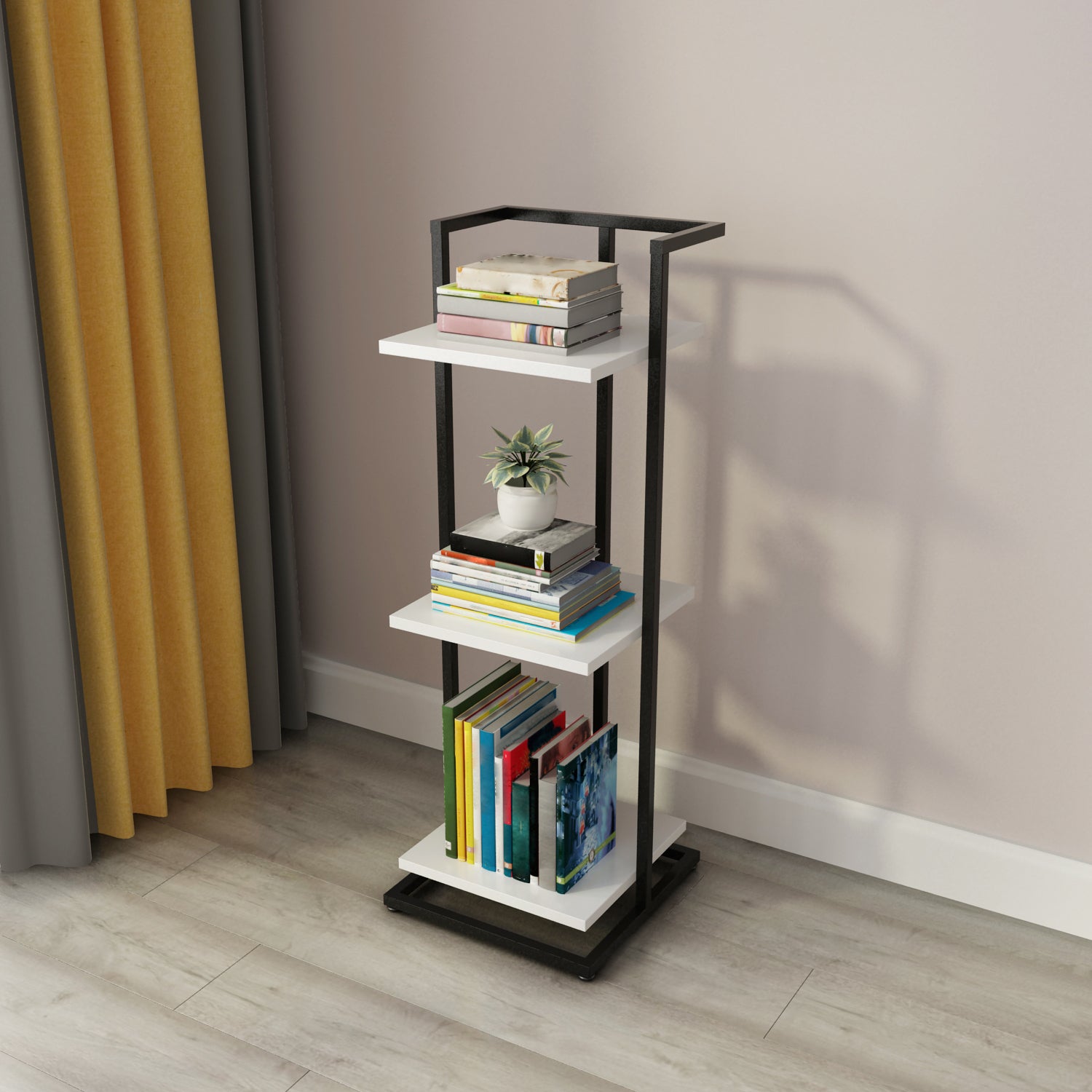 Open Back Modern Style Bookshelf Wood Bookcase for Home Office