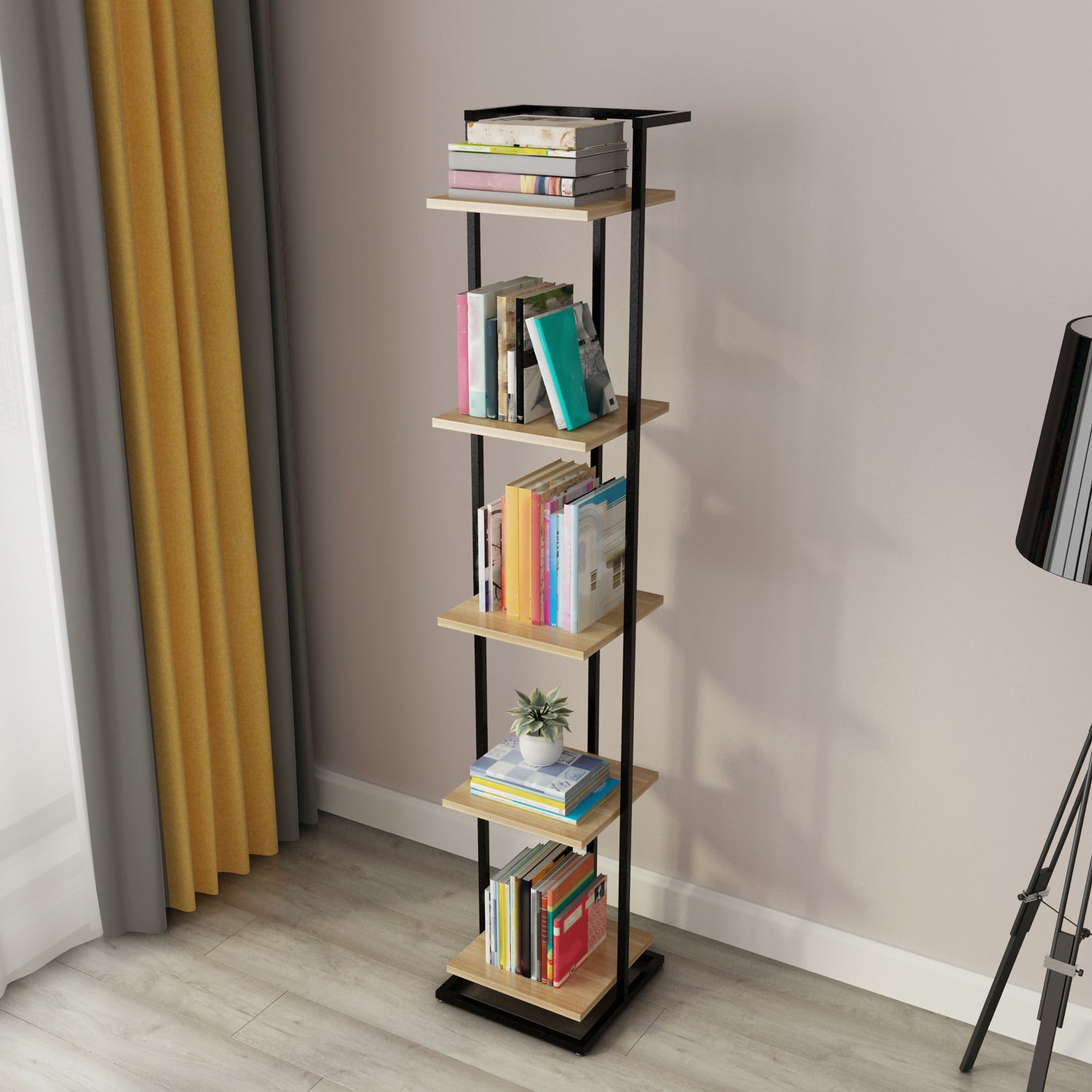 Open Back Modern Style Bookshelf Wood Bookcase for Home Office