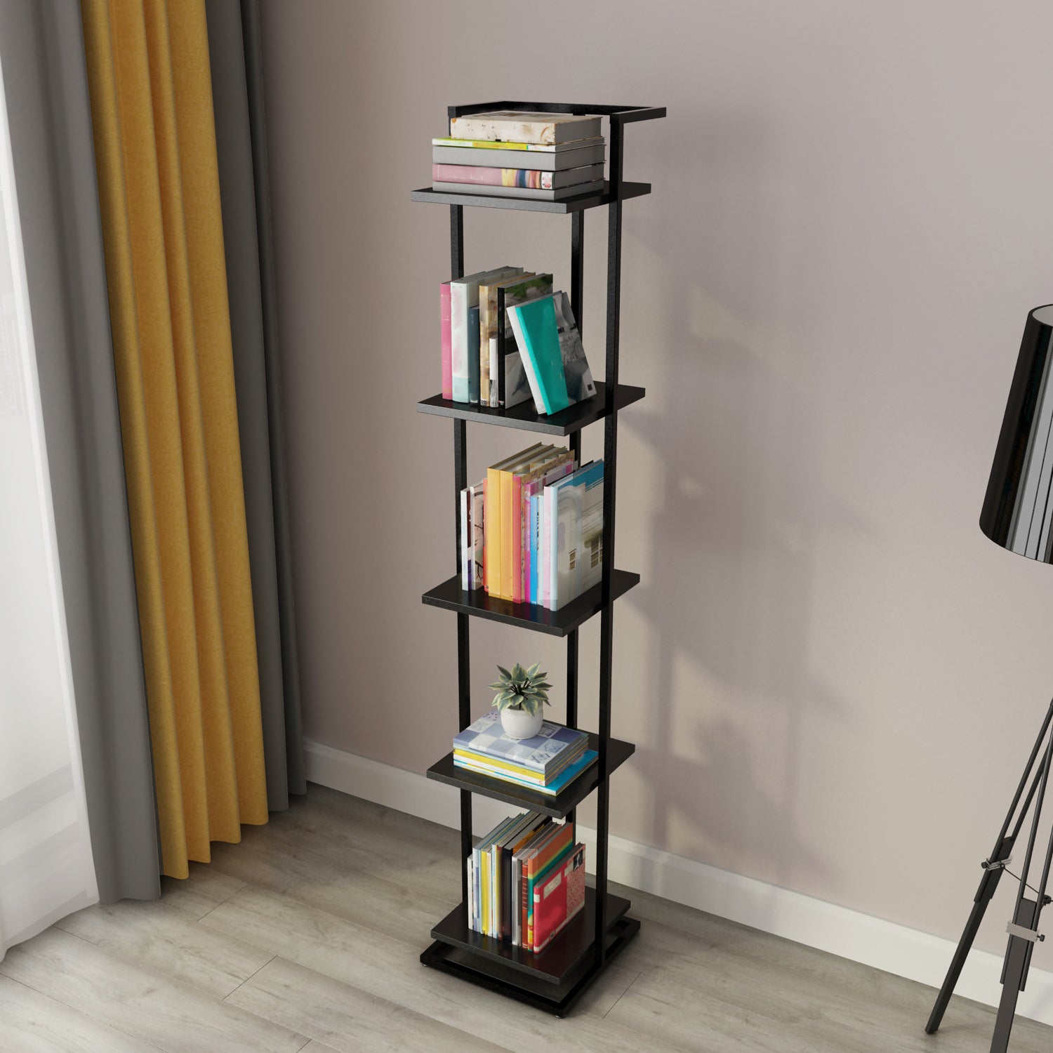 Open Back Modern Style Bookshelf Wood Bookcase for Home Office
