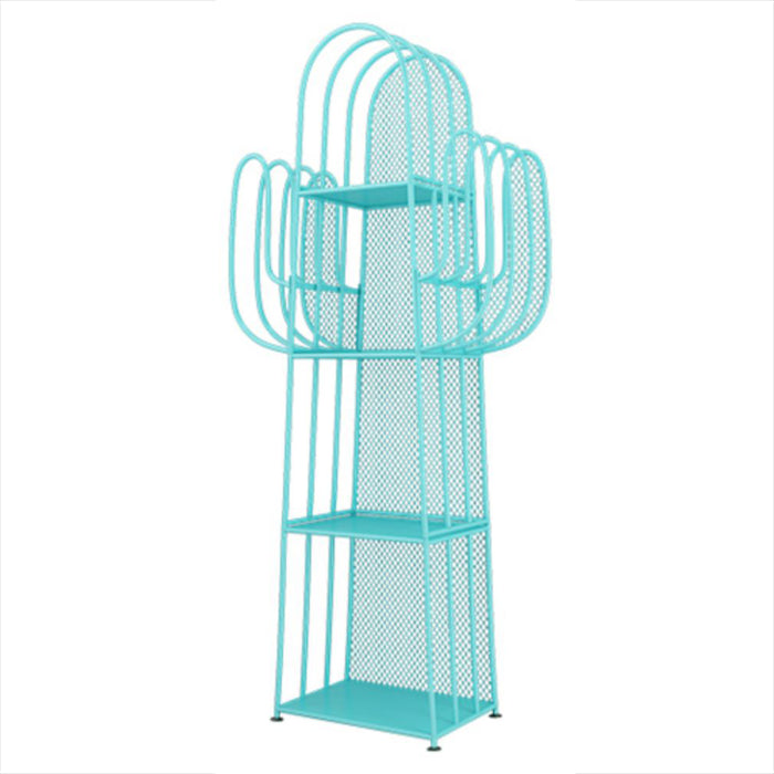 Modern Style Bookcase 4 Shelf Closed Back Metal Bookshelf for Home