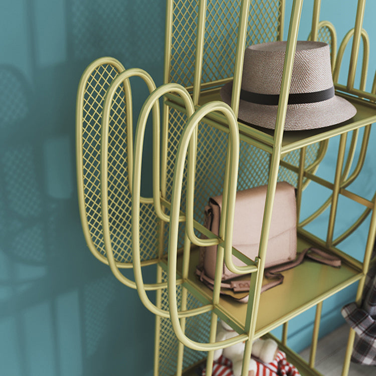 Modern Style Bookcase 4 Shelf Closed Back Metal Bookshelf for Home