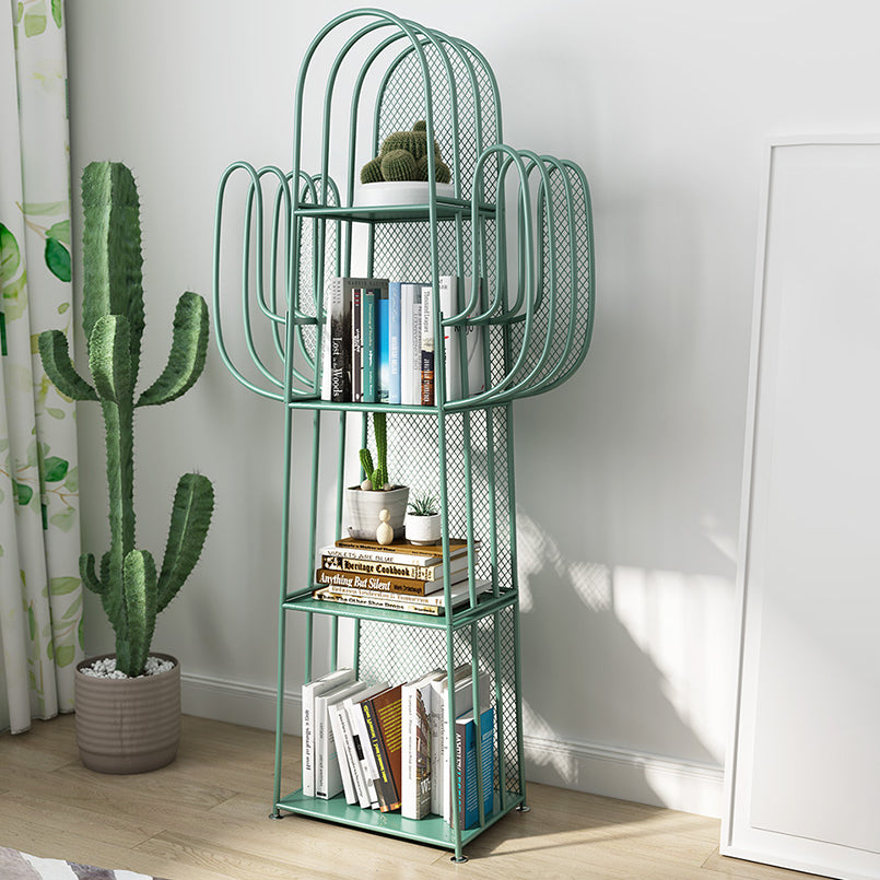 Modern Style Bookcase 4 Shelf Closed Back Metal Bookshelf for Home