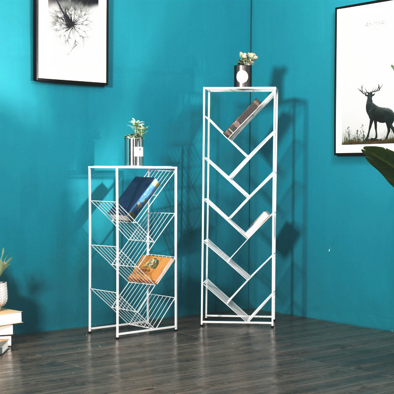 9.84"W Bookshelf Contemporary Style White Bookcase for Home Office