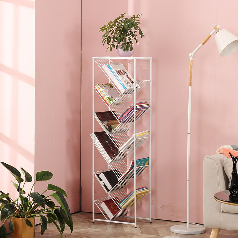 9.84"W Bookshelf Contemporary Style White Bookcase for Home Office