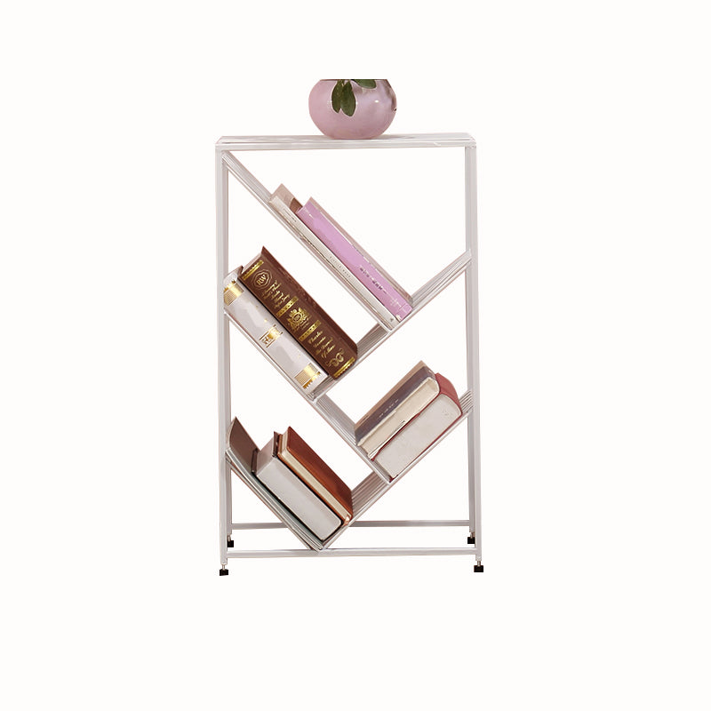 9.84"W Bookshelf Contemporary Style White Bookcase for Home Office