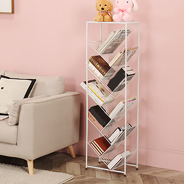 9.84"W Bookshelf Contemporary Style White Bookcase for Home Office