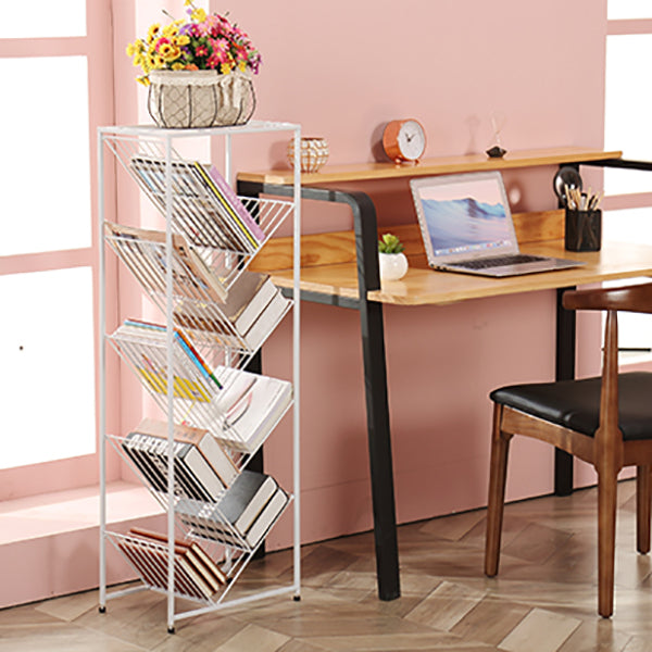 9.84"W Bookshelf Contemporary Style White Bookcase for Home Office