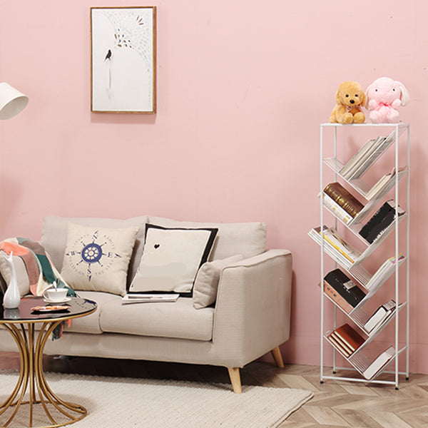 9.84"W Bookshelf Contemporary Style White Bookcase for Home Office