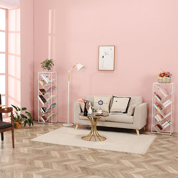 9.84"W Bookshelf Contemporary Style White Bookcase for Home Office