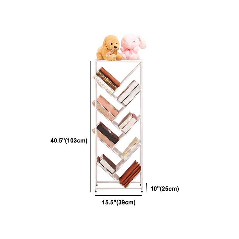 9.84"W Bookshelf Contemporary Style White Bookcase for Home Office