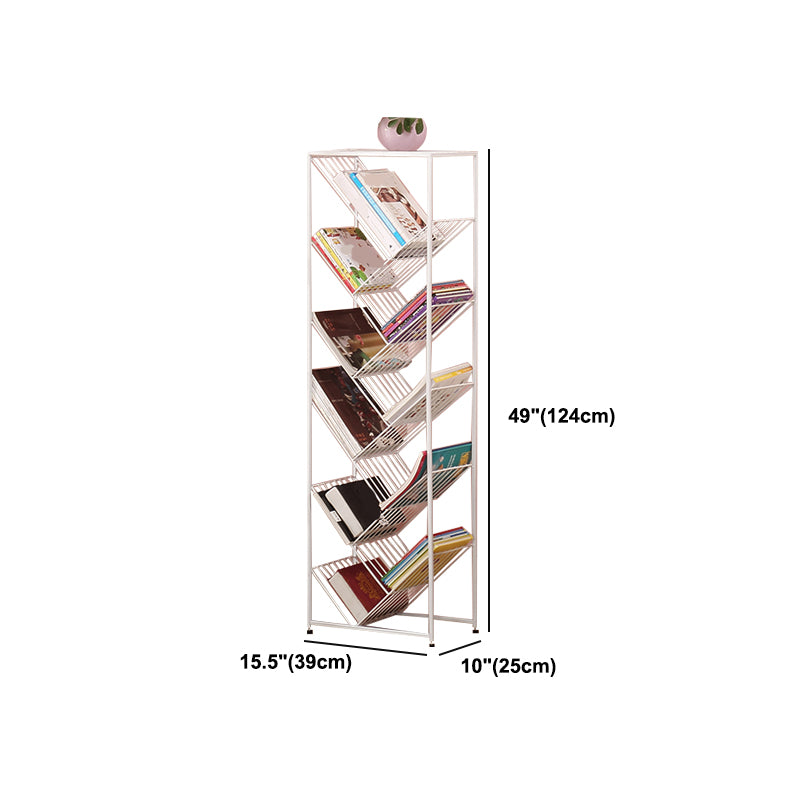 9.84"W Bookshelf Contemporary Style White Bookcase for Home Office