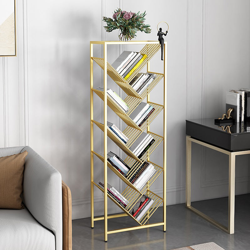 Modern Style Bookcase Open Back Metal Vertical Bookshelf for Home