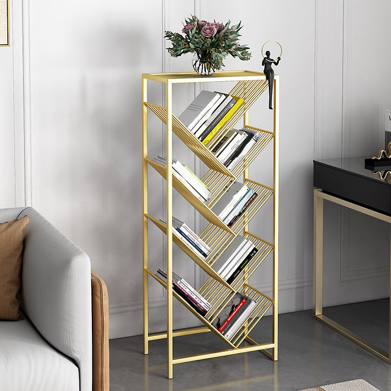 Modern Style Bookcase Open Back Metal Vertical Bookshelf for Home